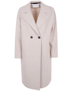 Harris Wharf London Dropped Shoulder Double Breasted Coat Pressed Wool - White