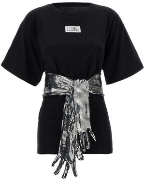 MM6 by Maison Margiela Sequin Gloves T-Shirt - Black