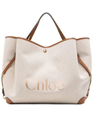 Chloé Canvas Chloã Clover Shopping Bag - Natural