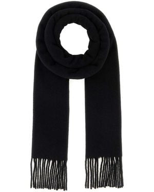 Ami Paris Quota-Woolscarfwithreddecoeurembroidery - Black