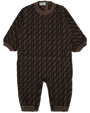 Fendi Kids Bunx Suit Cotton And Cashmere - Black