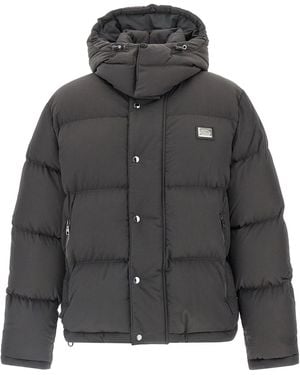 Dolce & Gabbana Dolce & Gabbana Logo Patch Down Jacket - Grey