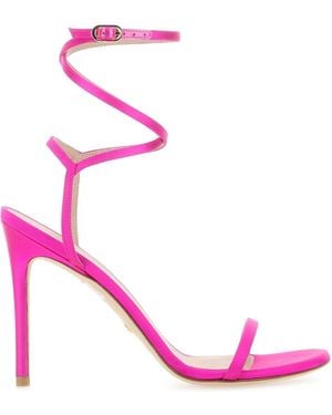Stuart Weitzman Fuchsia Satin Barelynude 100 Sandals - Pink