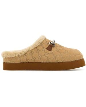 Gucci Suede Slippers - Brown