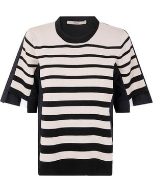 Nuur Crew Neck Striped Jumper - Black