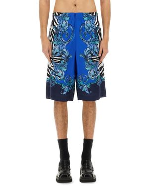 Versace Jeans Couture Viscose Shorts - Blue