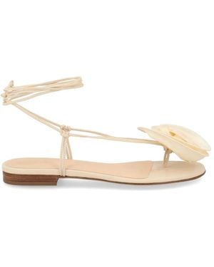 Magda Butrym Sandal With Silk Flower - Natural