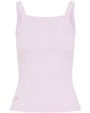 PANGAIA Light Lilac Cotton Ribbed Square Neck Tank Top - Pink