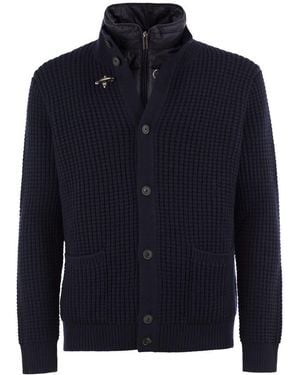 Fay Wool Cardigan With Removable Padded Gilet - Blue