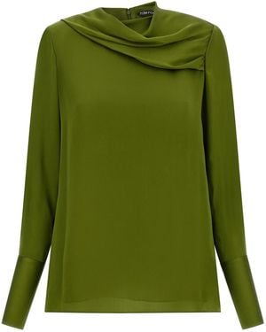 Tom Ford Draped Neck Blouse - Green