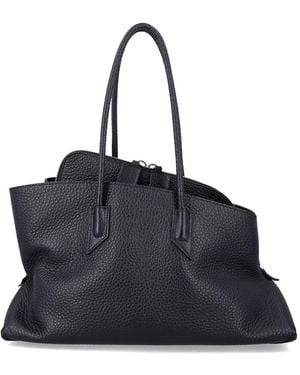 The Attico La Passeggiata Medium Grainy Leather Tote - Black