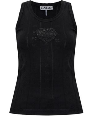 Ganni Cotton Jersey Tank Top - Black
