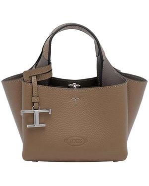 Tod's Cappuccino Micro Leather Handbag - Brown
