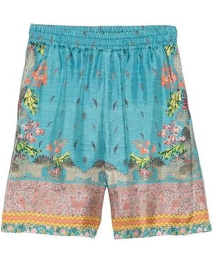 Pierre Louis Mascia Printed Silk Shorts - Blue