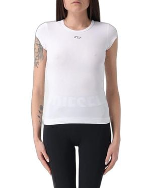 DIESEL T-Angie-Od T-Shirt With Cut-Out Embroidered Logo - White