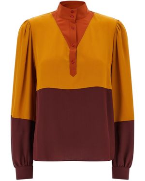 Saint Laurent Color-Block Blouse Shirt And Blouse - Purple