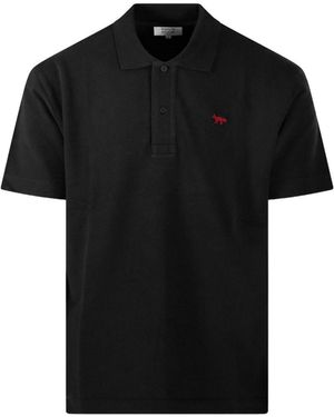 Maison Kitsuné Maison Kitsuné Profile Fox Cotton Polo Shirt - Black