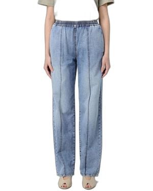 Fabiana Filippi Lightweight Denim Trousers With Elasticated Waist And Monile Detail - Blue