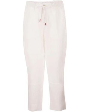 Kiton Tailored Linen Drawstring Pants - White