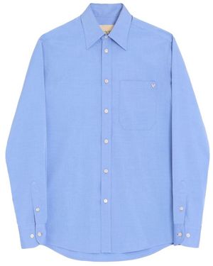 Valentino Garavani Oxford Cotton Shirt With Vgold - Blue