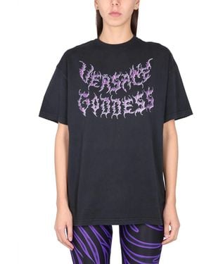 Versace Goddess Oversized T-Shirt - Black