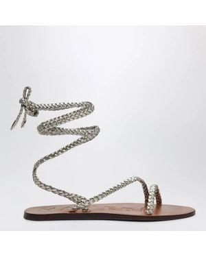 Manebí Manebi Platinum Leather Sandals - Metallic