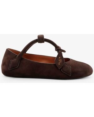 Alaïa Le Teckel Suede Ballet Flats - Brown