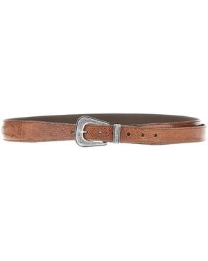 Brunello Cucinelli Engraved Buckle Leather Belt - Brown