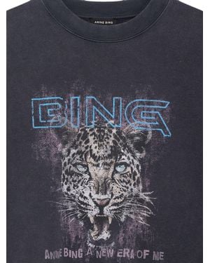 Anine Bing Cotton Leopard Sweatshirt - Blue