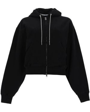 Alexander Wang Felpa Con Zip E Cappuccio - Black