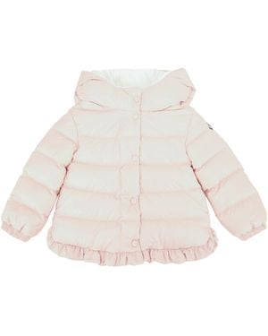 Moncler Kids Puffer Jacket With Stand Collar - White