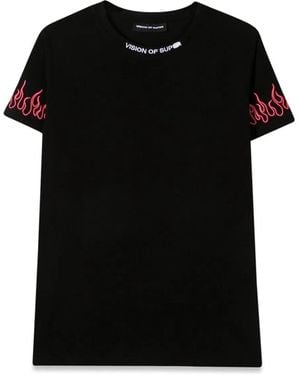 Vision Of Super Embroidered Tshirt Fuchsia Flame - Black