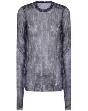 Maria Calderara Loose T-Shirtgraphic Pattern Small Bi - Blue