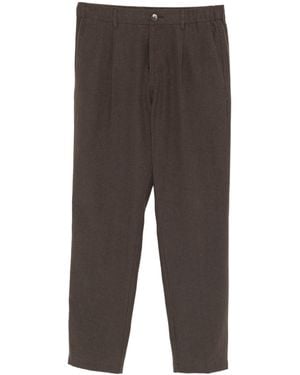 Herno Linen Cotton Button Straight Pants - Gray