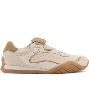 Fendi Wave Pulse Suede Sneakers - Natural