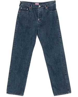 KENZO Signature Logo-Embroidered Straight-Leg Jeans - Blue
