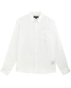 Vilebrequin Long-Sleeved Linen Shirt With A Pocket - White
