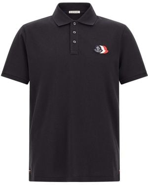 Moncler Triple Logo Polo Shirt - Black