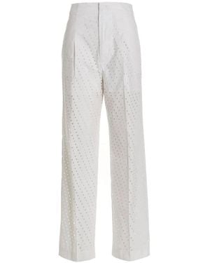 Nude Visible Button Jeans - White