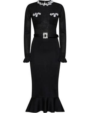 Self-Portrait Knit Midi Dress - Black