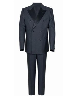 Giorgio Armani Cotton Double-Breasted Suit Dresses - Blue