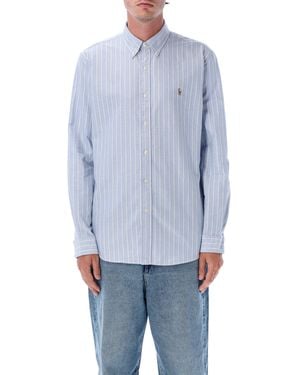Polo Ralph Lauren Custom Fit Striped Oxford Shirt - Blue