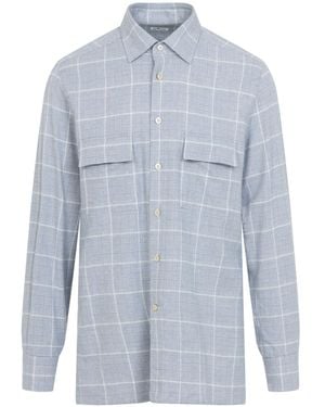 Kiton Azzurro Flanel Shirt - Blue
