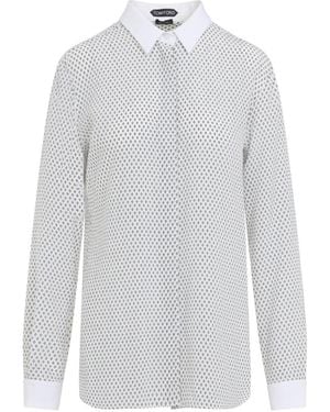 Tom Ford Diamond Print Silk Crêpe De Chine Shirt - White
