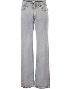 Fabiana Filippi Five-Pocket Denim Trousers With Diamond Detailing - Grey