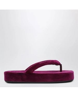 Balenciaga Jet Lag Stretch Velvet Flipflops - Purple