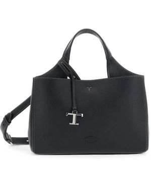 Tod's T Timeless Mini Handbag With Shoulder Strap - Black