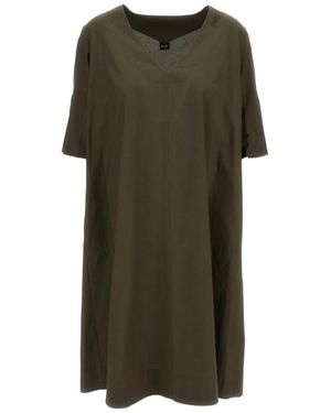Fay Viscose V-Neck Pleated Dresses - Green