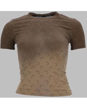 Marine Serre T-Shirt "Faded Moon" - Brown
