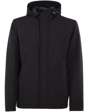 Herno Stretch Technical Fabric Hooded Padded Jacket - Black